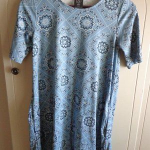 NWOT AGNES & DORA A-Frame Dress XXS Side Pockets Handkerchief Blue